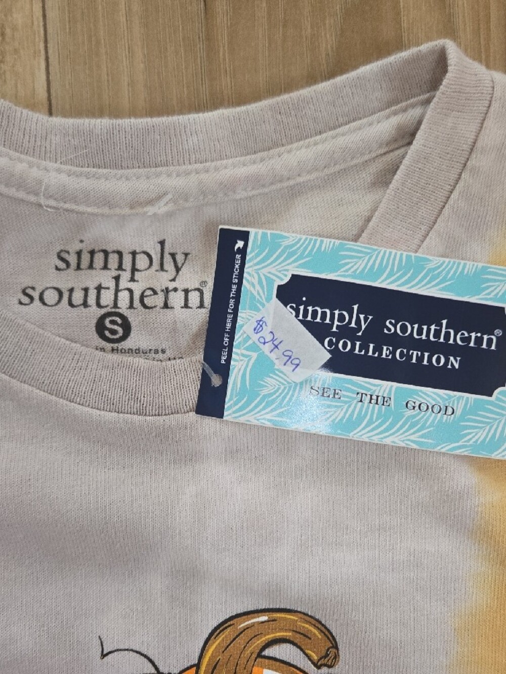 NWT Simply Southern Tie-Dye Pumpkin Long Sleeve Tee Fly Autumn - Picture 4 of 6